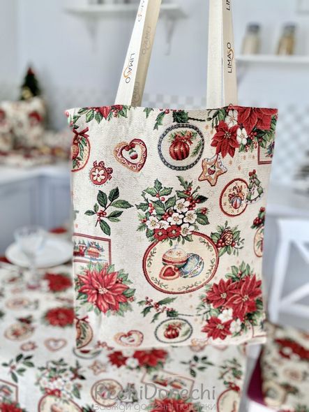 Новорічна сумка для покупок «Merry Christmas» (Золотий люрекс), 35x40