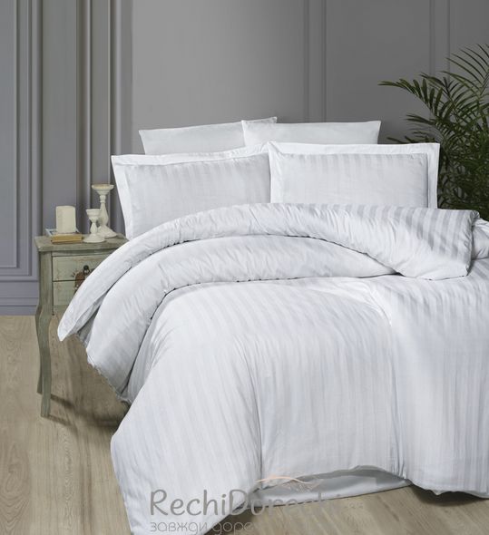 Постільна білизна First Choice Cotton Satin Broad Line White, Полуторний 160x220