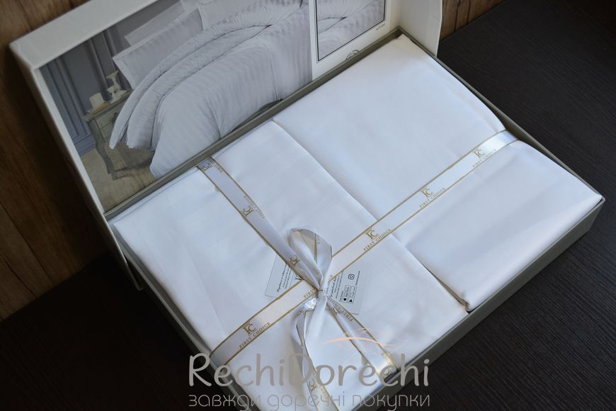 Постільна білизна First Choice Cotton Satin Broad Line White, Полуторний 160x220