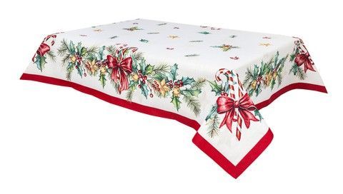 Скатертина новорічна гобеленова "Candy Cane Christmas" (срібний люрекс) RechiDoRechi CASCABEL-137 фото