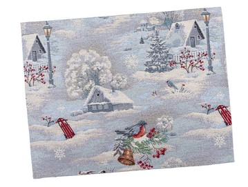Серветка-підкладка новорічна "Снігова казка" (срібний люрекс), 34x44