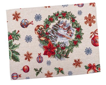 Салфетка-подкладка гобеленовая новогодняя"Рождественская красота", 34x44