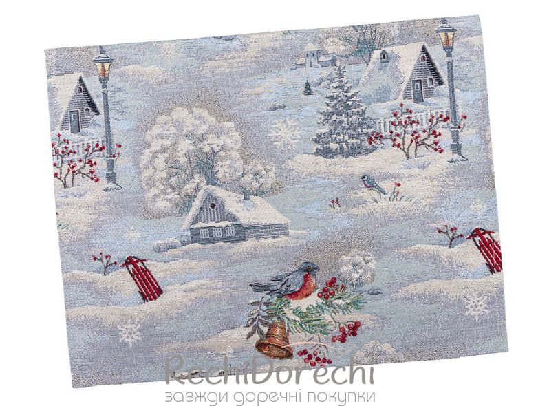 Серветка-підкладка новорічна "Снігова казка" (срібний люрекс), 34x44