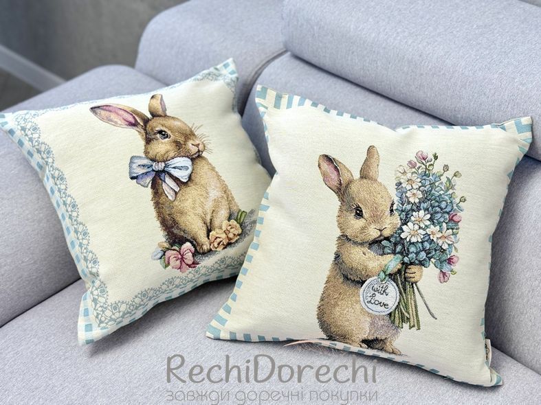Наволочка гобеленовая "Blue Bunnies-2" RechiDoRechi BLUE BUNNIES CO3-NV фото