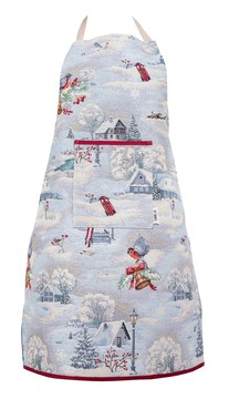Фартух новорічний гобеленовий "Снігова казка" (срібний люрекс), 60x85