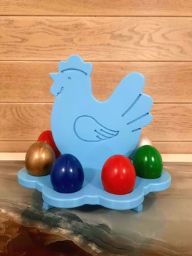 Подставка для 8-ми яиц "Курочка", голубая, 21х22 см