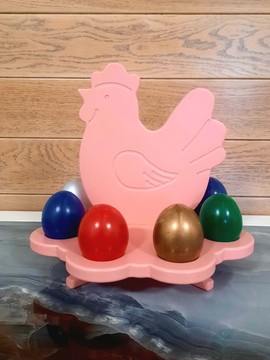 Подставка для 8-ми яиц "Курочка", розовая, 21х22 см
