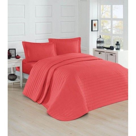Покривало стеганное Eponj Home - Monart coral коралловый 220*240 RechiDoRechi svt-2000022233897 фото