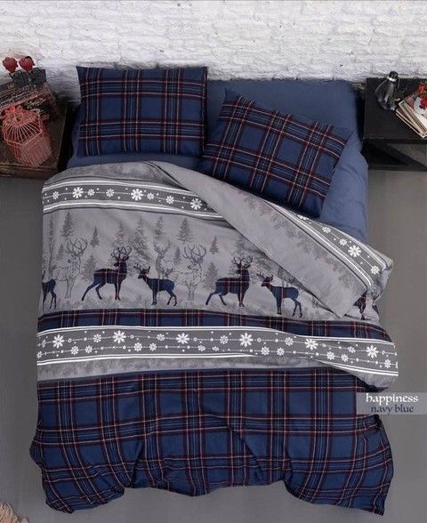 Комплект постельного белья First Choice Flanel Happiness Navy Blue RechiDoRechi fln8 фото