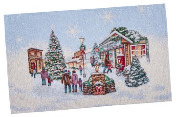 Новорічна серветка-підкладка «Різдвяні канікули» (Срібний люрекс), 33x53, Прямокутна