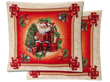 Наволочка новорічна гобеленова з люрексом "CHRISTMAS" 45x45 см, 45x45