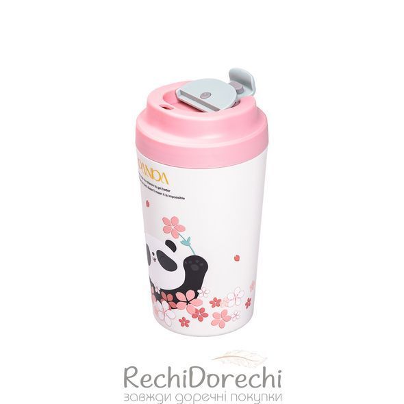 Термокружка Panda с керамической колбой 380 мл Розовая RechiDoRechi HP-14-12P фото