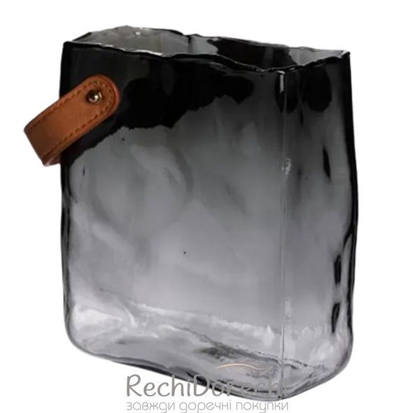 Скляна ваза сумочка з ручкою 16&times;8&times;18.5 (см) декоративна Сірий HP-19-156-2 RechiDoRechi HP-19-156-2 фото
