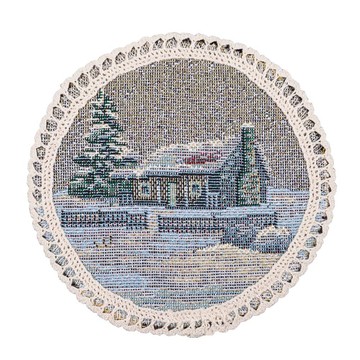 Серветка-підкладка новорічна "Різдвяна звістка" (срібний люрекс), Ø10, Кругла