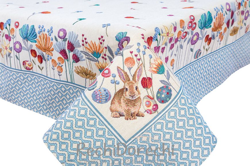 Пасхальная скатерть гобеленовая "Пасхальный кролик", 137x180, Прямоугольная