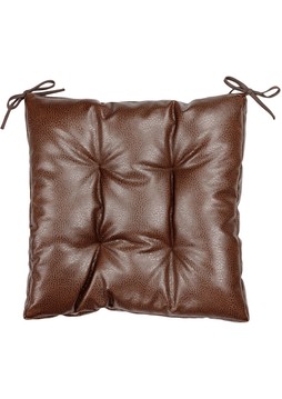 Подушка на стілець 40х40 см коричнева з екошкіри, 40x40, Квадратная