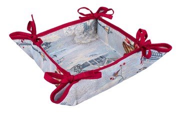 Хлібничка гобеленова новорічна "Снігова казка" (срібний люрекс), 20x20x8