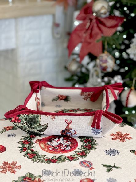 Хлібничка гобеленова новорічна "Різдвяна краса", 20x20x8