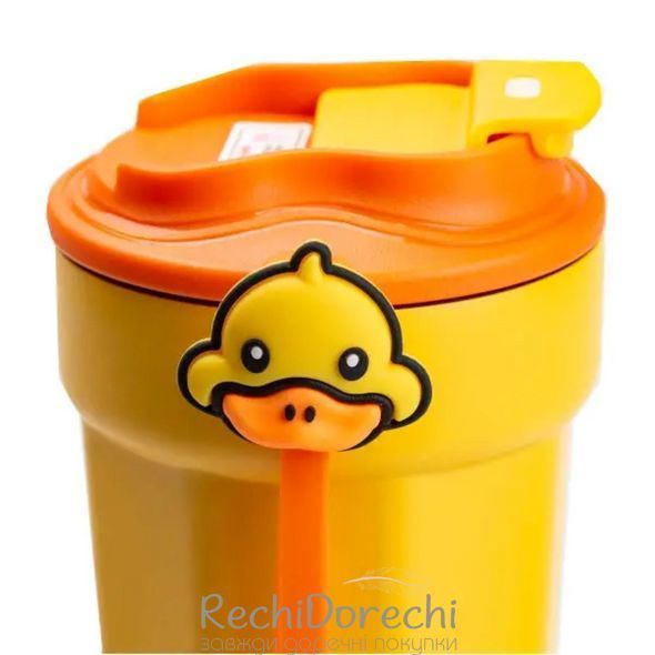 Термокухоль 450 (мл) з кришкою на засувці прикольна G. Duck дитячий кухоль термос Жовтий RechiDoRechi HP28489 фото