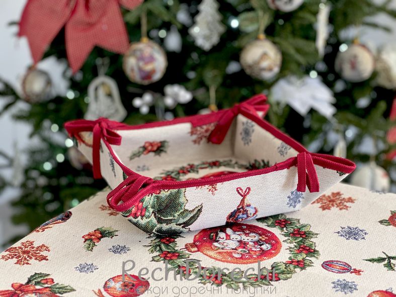 Хлебничка новогодняя гобеленовая "Рождественская красота", 20x20x8