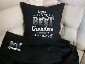 Набір: подушка + плед "You are best grandma" 08 сірий, 150x150
