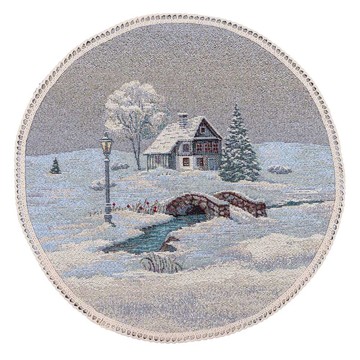 Салфетка-подкладка гобеленовая новогодняя"Рождественская весть", Ø30, Круглая