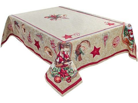 Новорічна Скатертина гобеленова "SANTA CLAUS" (золотий люрекс) RechiDoRechi 732-183 фото