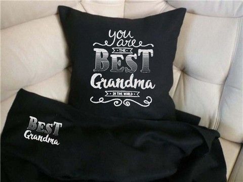 Набір: подушка + плед "You are best grandma" 08 сірий RechiDoRechi 08ПлПЖSlivki фото