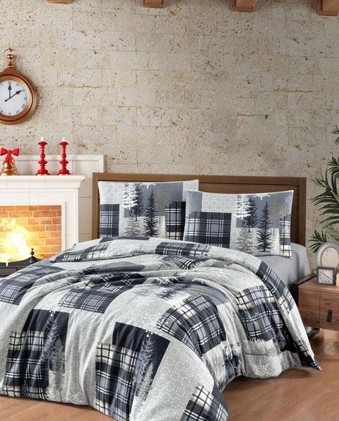 Комплект постільної білизни First Choice Flanel Winter Grey RechiDoRechi 40077 фото