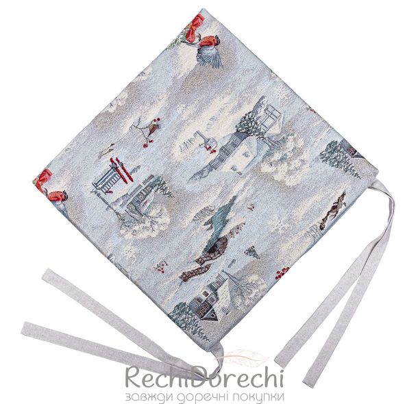 Подушка на стул "Снежная сказка" (серебряный люрекс), 40x40