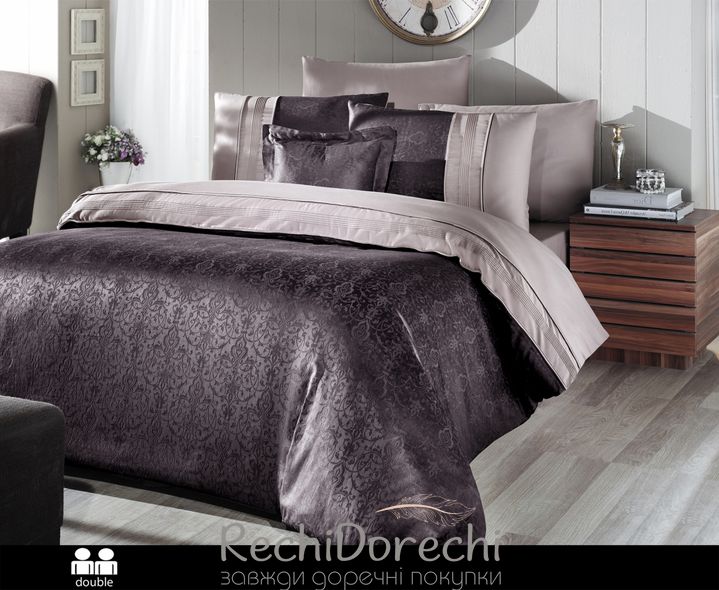 Постельное белье First Choice V.I.P Satin Moonlight 200 х 220 см London Brown, Евро 200x220