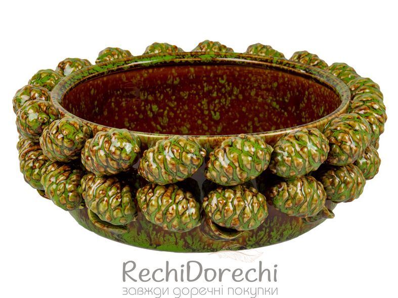 Кашпо "Шишки" 30х30х10 см зелене (кераміка) RechiDoRechi 626-003 фото