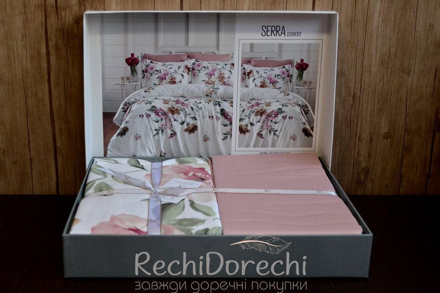 Постельное белье First Choice Cotton Satin Serra Powder, Полуторный 160x220