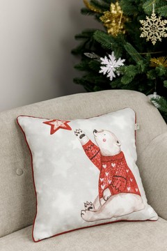 Наволочка новорічна декоративна 45х45см Білий мішка
