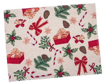 Новогодняя салфетка-подкладка «Подарочки» (Золотой люрекс), 34x44, Прямоугольная