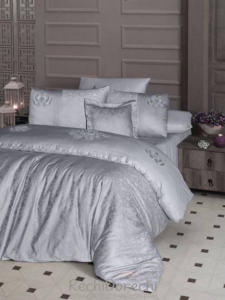 Постельное белье First Choice V.I.P Satin Moonlight 200 х 220 см Mirabel Grey, Евро 200x220