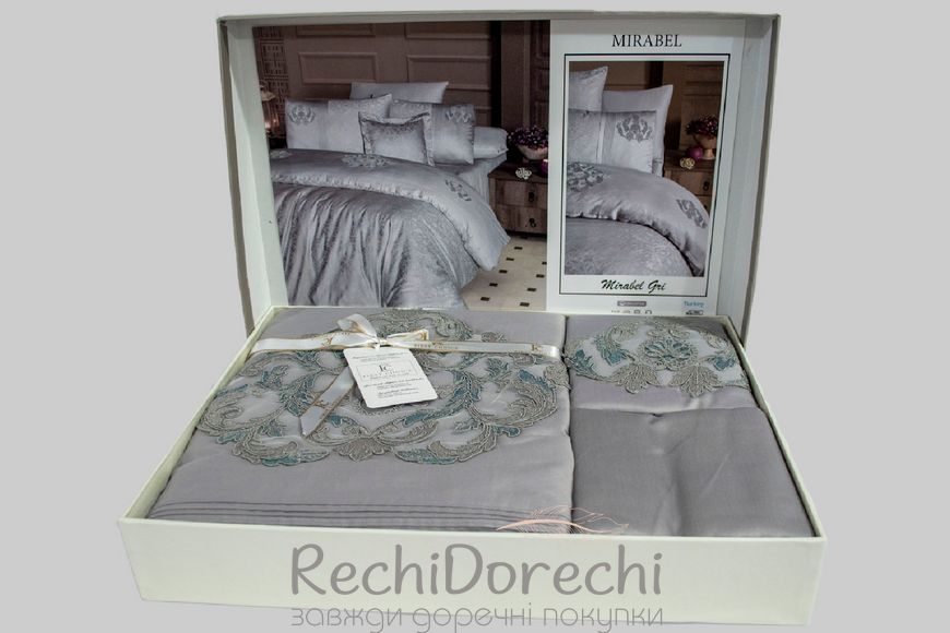 Постельное белье First Choice V.I.P Satin Moonlight 200 х 220 см Mirabel Grey, Евро 200x220