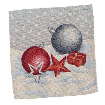 Салфетка-подкладка новогодняя гобеленовая "Цветное Рождество" (без люрекса), 17x18