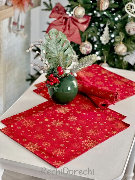 Серветка-підкладка новорічна "Сніжна ніч" (золотий люрекс), 34x44