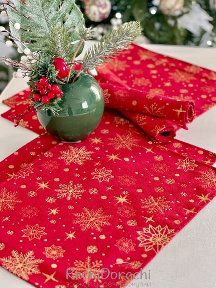 Серветка-підкладка новорічна "Сніжна ніч" (золотий люрекс), 34x44