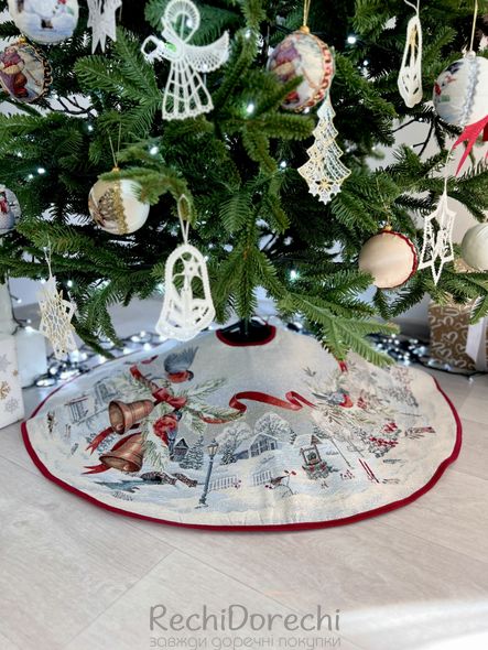 Спідничка під ялинку "Різдвяна звістка" (срібний люрекс), Ø90, Кругла