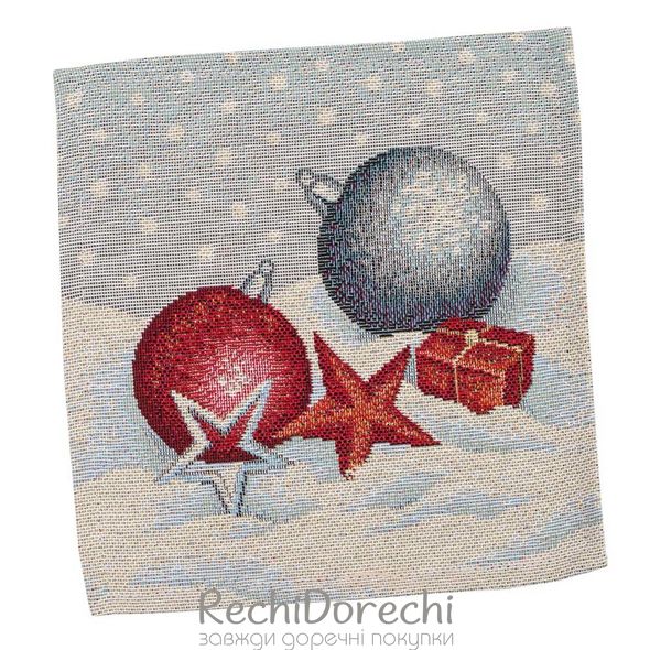 Серветка-підкладка новорічна гобеленова "Квітчасте Різдво" (без люрекса), 17x18