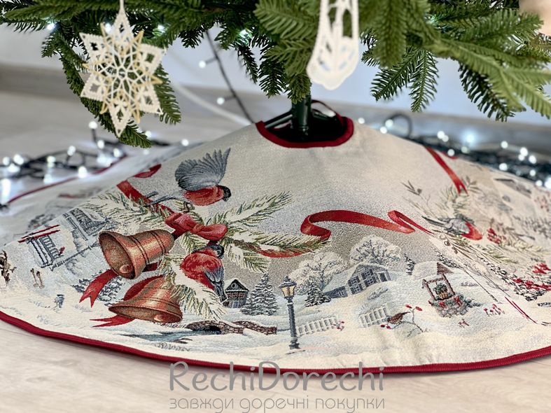 Спідничка під ялинку "Різдвяна звістка" (срібний люрекс), Ø90, Кругла