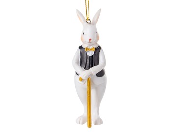 Фігурка декоративна "Кролик з тростиною" 10см