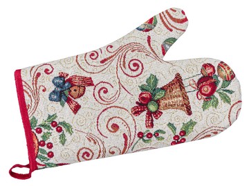 Новорічна рукавичка-прихватка «Святковий візерунок» (Золотий люрекс), 17x30