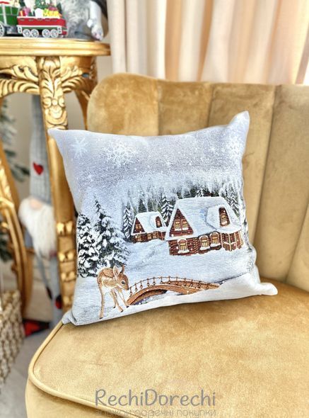 Наволочка новогодняя гобеленовая з мікрофіброю "Зима" RechiDoRechi WINTER-NV фото