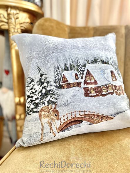 Наволочка новогодняя гобеленовая з мікрофіброю "Зима" RechiDoRechi WINTER-NV фото
