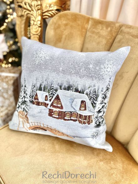 Наволочка новогодняя гобеленовая з мікрофіброю "Зима" RechiDoRechi WINTER-NV фото
