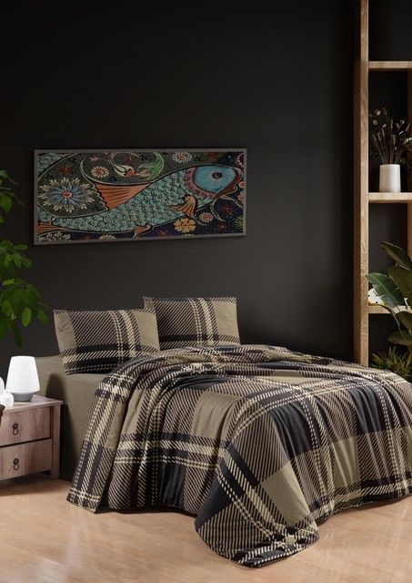 Комплект постільної білизни First Choice Flanel євро Veldor Brown RechiDoRechi 40666 фото