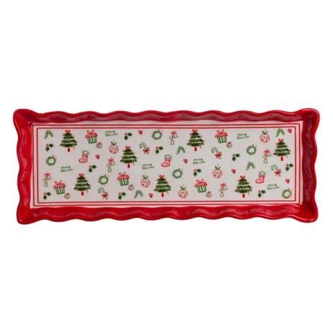 Новогоднее сервировочное блюдо для закусок Merry Christmas 36,5&times;13&times;3 (см) из фарфора CR-1-16 RechiDoRechi CR-1-16 фото